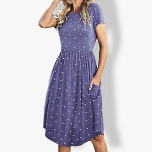 Casual Polka Dot Midi Dress